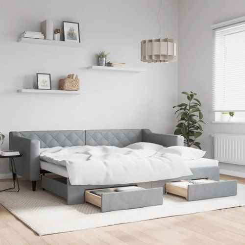 Prolenta Premium - Lit De Jour Avec Gigogne Et Tiroirs Sans Matelas 90x200 Cm