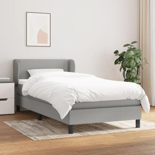 Prolenta Premium - Sommier à lattes de lit avec matelas Gris clair 100x200cm Tissu