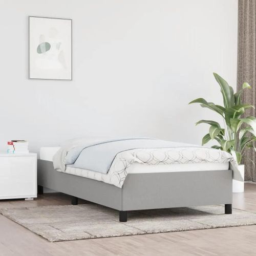 Prolenta Premium - Cadre de lit sans matelas gris clair 90x200 cm tissu