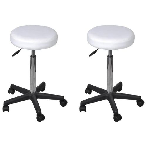 Prolenta Premium - Tabourets De Bureau Lot De 2 Blanc 35,5x84 Cm Similicuir