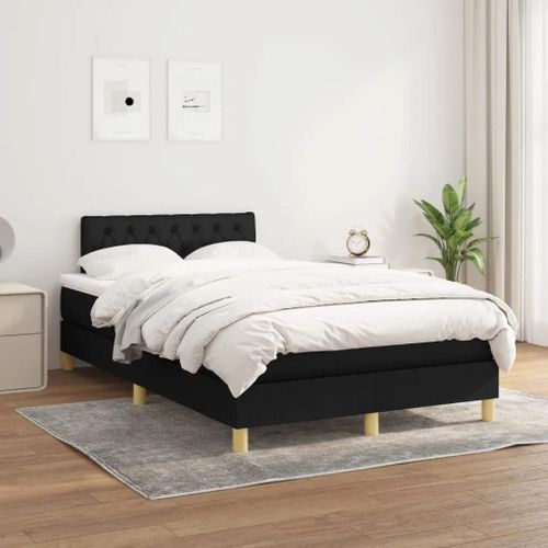 Prolenta Premium - Sommier à lattes de lit avec matelas Noir 120x200 cm Tissu