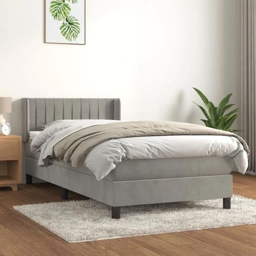 Prolenta Premium - Sommier à lattes de lit et matelas Gris clair 90x190 cm Velours
