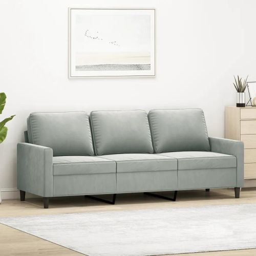 Prolenta Premium - Canapé À 3 Places Gris Clair 180 Cm Velours