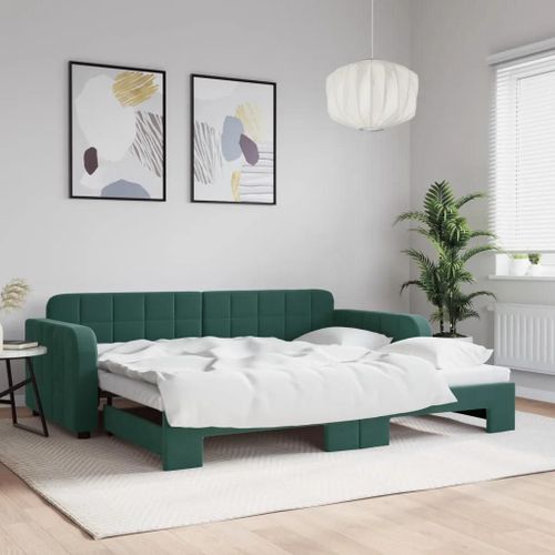 Prolenta Premium - Lit De Jour Avec Gigogne Sans Matelas Vert Foncé 90x200 Cm