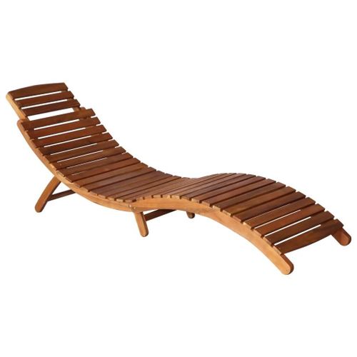 Prolenta Premium - Chaise Longue De Jardin Avec Table Et Coussin Bois D'acacia