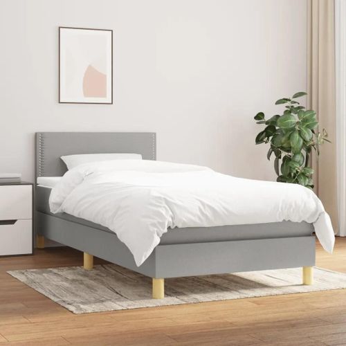 Prolenta Premium - Sommier à lattes de lit avec matelas Gris clair 100x200cm Tissu