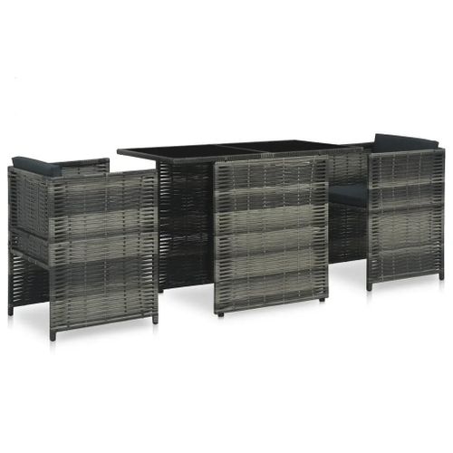 Prolenta Premium - Ensemble De Bistro 3 Pcs Avec Coussins Résine Tressée Gris