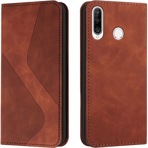 Coque Pour Huawei Y6p 2020, Etui Huawei Y6p 2020 Cuir, Pu Cuir Portefeuille Housse Et Magnetique Flip Pochette Etui A Rabat Protection Case Avec Antichoc Tpu Housse (Marron)