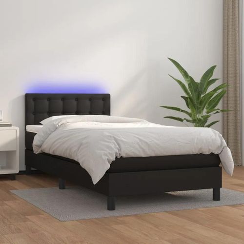 Prolenta Premium - Sommier à lattes de lit avec matelas et LED Noir 80x200 cm