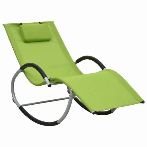 Prolenta Premium - Chaise Longue Avec Oreiller Vert Textilène