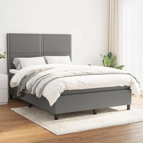 Prolenta Premium - Sommier à lattes de lit avec matelas Gris foncé 140x200cm Tissu