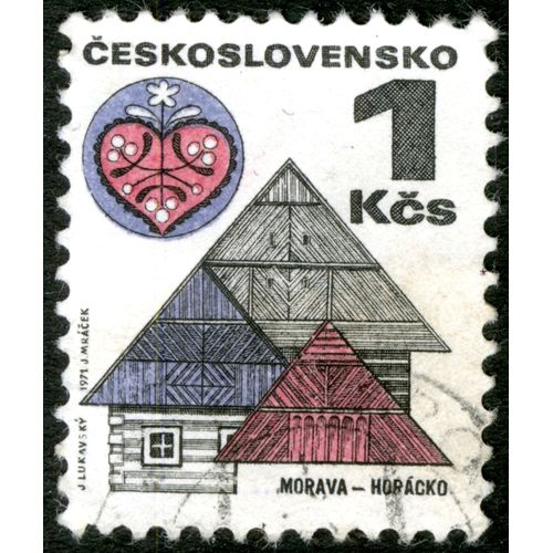 Timbre Oblitéré Ceskoslovensko, Morava-Horacko, 1 Kcs, 1971