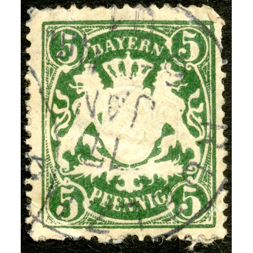 Timbre Oblitéré Bayern, 5 Pfennig
