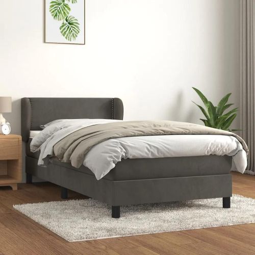 Prolenta Premium - Sommier à lattes de lit et matelas Gris foncé 90x200 cm Velours