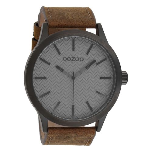 Oozoo Montre Homme Timepieces Analogique Cuir Marron Foncé Uoc9012a