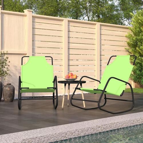 Prolenta Premium - Chaises Longues À Bascule Lot De 2 Vert Acier Et Textilène