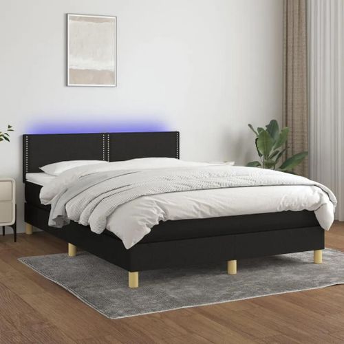Prolenta Premium - Sommier à lattes de lit avec matelas LED Noir 140x200 cm Tissu