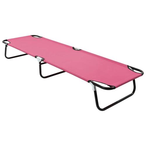 Prolenta Premium - Chaise Longue Pliable Acier Rose