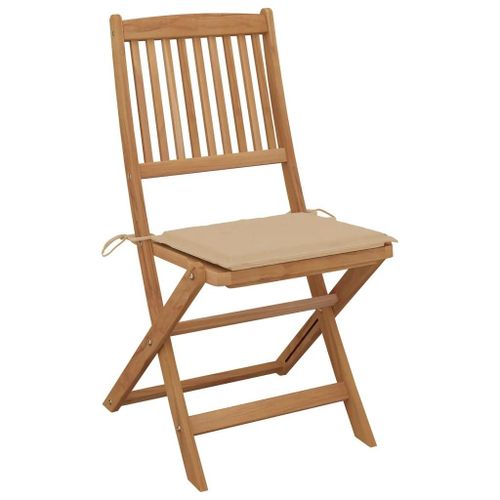 Prolenta Premium - Chaises Pliables D'extérieur Et Coussins Lot De 8 Bois D'acacia