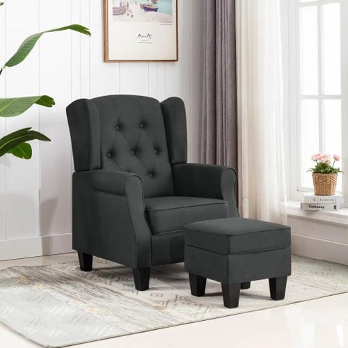 Prolenta Premium - Fauteuil Avec Repose-Pied Gris Foncé Tissu