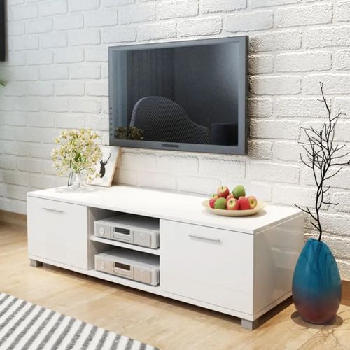 Prolenta Premium - Meuble Tv Blanc Brillant 120x40,5x35 Cm