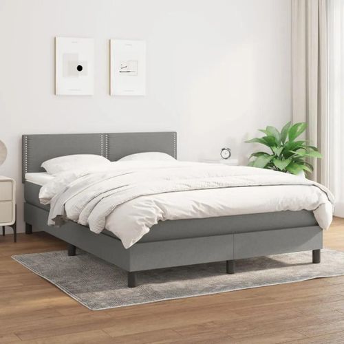 Prolenta Premium - Sommier à lattes de lit avec matelas Gris foncé 140x200cm Tissu