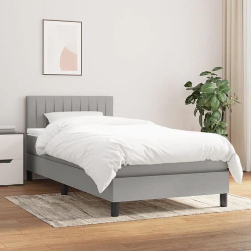 Prolenta Premium - Sommier à lattes de lit avec matelas Gris clair 100x200cm Tissu
