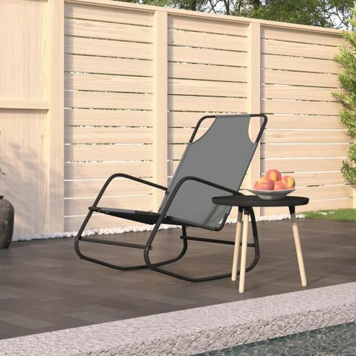 Prolenta Premium - Chaise Longue À Bascule Gris Acier Et Textilène