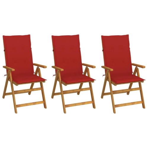 Prolenta Premium - Chaises Pliables De Jardin Lot De 3 Avec Coussins Bois D'acacia