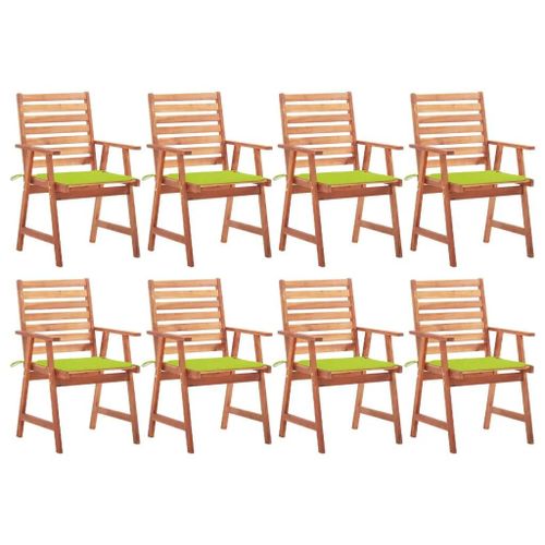 Prolenta Premium - Chaises À Manger D'extérieur Lot De 8 Et Coussins Acacia Massif