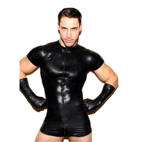 Combinaison En Cuir Sexy Pour Hommes, Lingerie En Maille, T-Shirt, Combinaison, Fétiche Gay, Transparente, Sissy, Costume Une Pièce