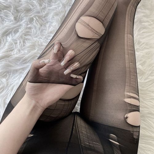 Ojbk-Bas Résille Ultra Fins Pour Femmes, Collants Évidés, Lingerie Féminine, Bas De Tentation Déchirés Au Poulet, 3 Paires, 7.0