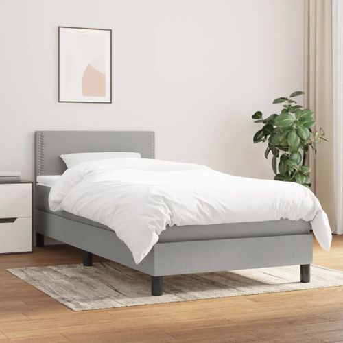 Prolenta Premium - Sommier à lattes de lit avec matelas Gris clair 80x200 cm Tissu