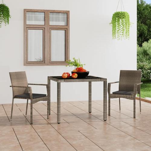 Prolenta Premium - Chaises De Jardin Avec Coussins Lot De 2 Résine Tressée Gris