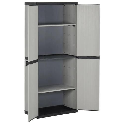 Prolenta Premium - Armoire De Rangement De Jardin 3 Étagères Gris/Noir 68x40x168cm