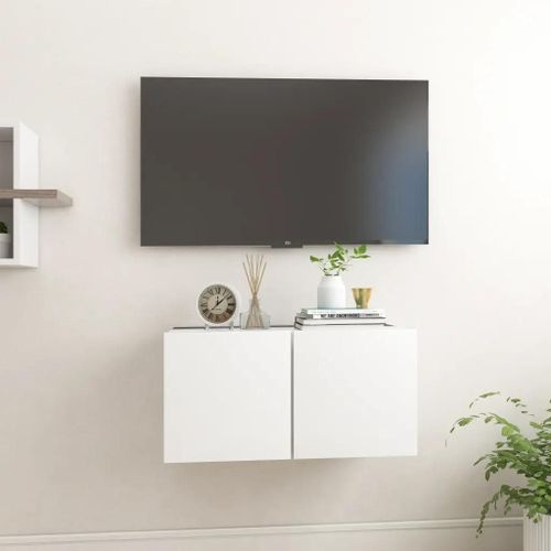 Prolenta Premium - Meuble Tv Suspendu Blanc 60x30x30 Cm