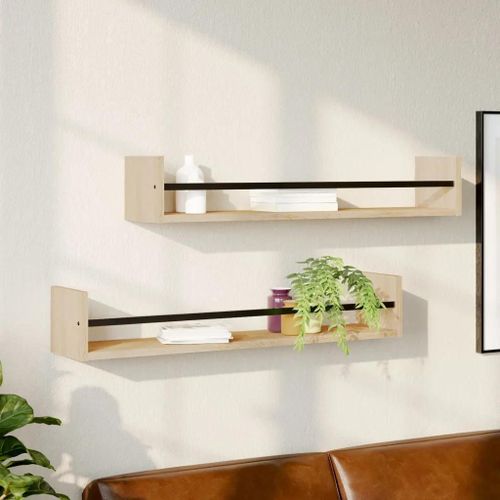 Prolenta Premium - Étagères Murales Avec Barres 2 Pcs Chêne Sonoma 80x16x14 Cm