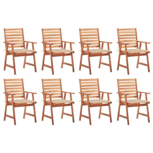 Prolenta Premium - Chaises À Manger D'extérieur Lot De 8 Et Coussins Acacia Massif