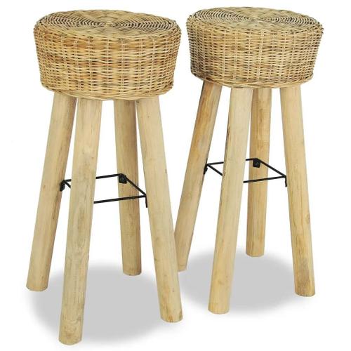 Prolenta Premium - Tabourets De Bar Lot De 2 Rotin L