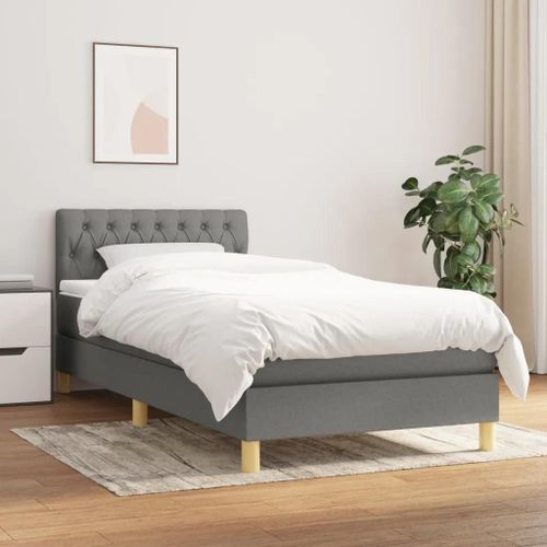 Prolenta Premium - Sommier à lattes de lit et matelas Gris foncé 90x190 cm Tissu