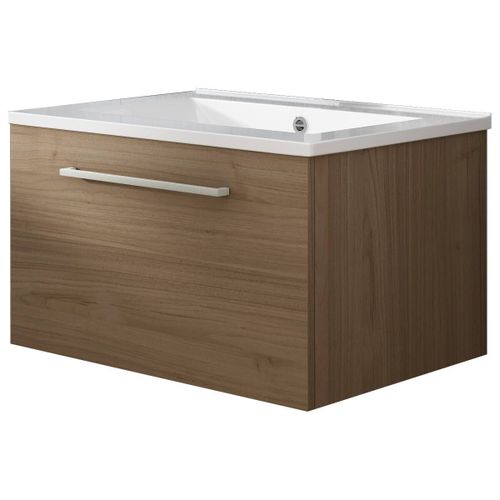 Meuble De Salle De Bain Suspendu 60cm Nice Classic Bois Clair - Vasque En Céramique