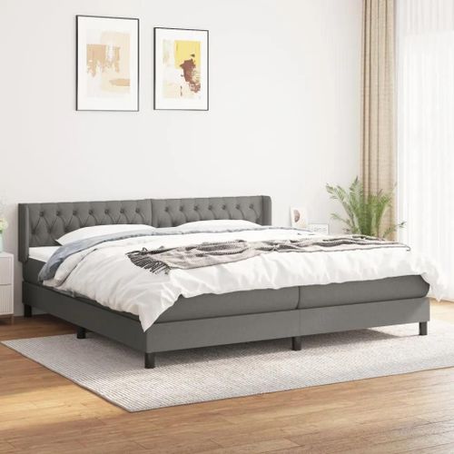 Prolenta Premium - Sommier à lattes de lit avec matelas Gris foncé 200x200cm Tissu