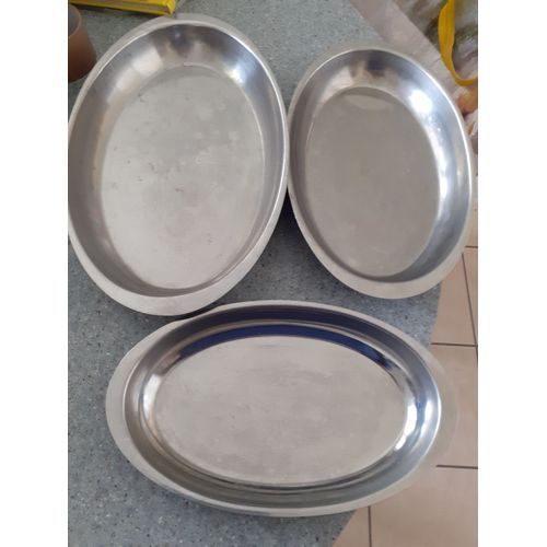 Lot De 3 Plats Ovale Creux En Inox