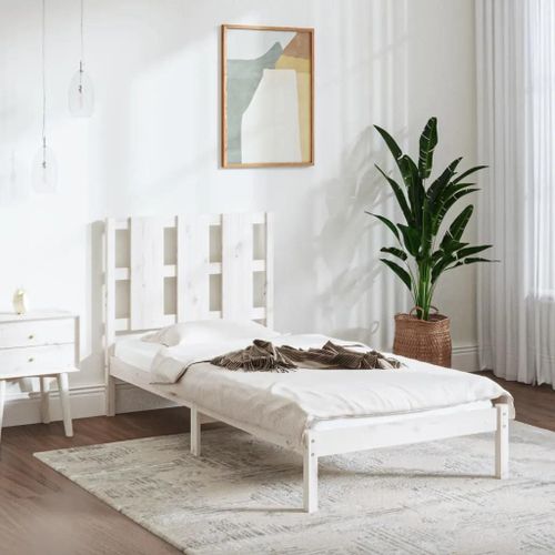 Prolenta Premium - Cadre de lit sans matelas blanc 90x200 cm bois de pin massif