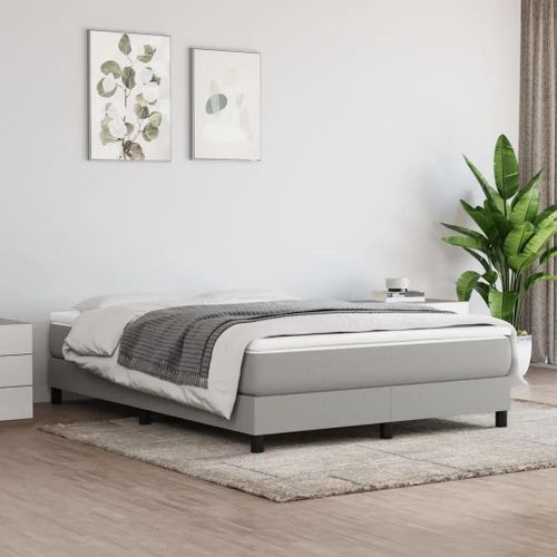 Prolenta Premium - Sommier à lattes de lit avec matelas Gris clair 140x200cm Tissu