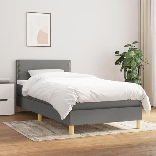 Prolenta Premium - Sommier à lattes de lit et matelas Gris foncé 90x190 cm Tissu