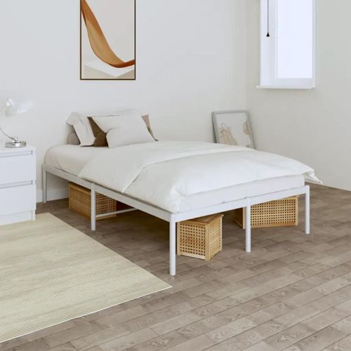 Prolenta Premium - Cadre de lit métal blanc 135x190 cm