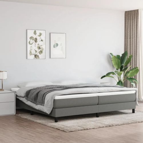 Prolenta Premium - Sommier à lattes de lit avec matelas Gris foncé 200x200cm Tissu
