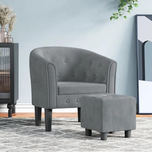 Prolenta Premium - Fauteuil Avec Repose-Pied Gris Foncé Velours