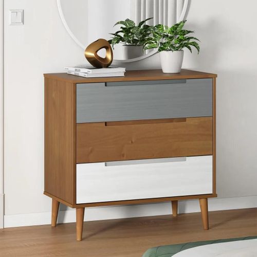 Prolenta Premium - Commode Molde Marron 80x40x80 Cm Bois De Pin Solide